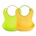 2PCS Waterproof Silicone Bibs Easily Wipe Clean Soft Baby Feeding Bibs, Yellow&Green