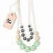 Fox & Finn 'Isabella' Silicone Teething Necklace for Babies | Safety Knotted Silk Rope | Does Not Pull Hair Out | 14 Inch Drop (mint + smoke + latte)
