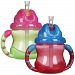Nuby 2 Handle Flip n' Sip Straw Cup, 8 Ounce - 2 Pack, Red/Green