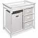 Modern White Changing Table with Hamper and Three Baskets by Badger Basket
