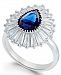 Simulated Sapphire & Cubic Zirconia Halo Ring in Sterling Silver