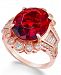Simulated Ruby & Cubic Zirconia Ring in 14k Rose Gold-Plated Sterling Silver