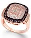 Cubic Zirconia Halo Ring in 14k Rose Gold-Plated Sterling Silver