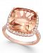 Simulated Morganite & Cubic Zirconia Halo Ring in 14k Rose Gold-Plated Sterling Silver