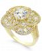 Cubic Zirconia Filigree Pave Ring in 14k Gold-Plated Sterling Silver