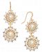 Charter Club Gold-Tone Imitation Pearl & Crystal Double Drop Earrings, Created for Macy's