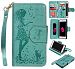 iPhone 7 Plus Case, Winfrey[Green][Beauty Pigeon Cat Series][9 Card Slots][Cash Pockets] with Makeup Mirror Protective Wallet Case for Apple iPhone 7 Plus