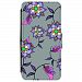 Image Of Illustrated Pattern of Abstract Colorful Flowers on Gray Apple iPhone 7 Plus Leather Flip Phone Case
