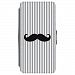 Image Of Striped Moustache Pattern Black And White Barber Pole Apple iPhone 6 Plus / 6S Plus Leather Flip Phone Case