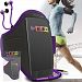 IWIO Huawei Enjoy 6s Purple Black Adjustable Water / Moisture Resistant Sports GYM Jogging Running ArmBand Arm Band Case Cover with Key Money Headphone Pocket includes 3.5mm ZIP Headphones Handsfree Mic and On/Off Switch