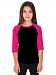 Kids 3/4 Raglan Sleeves T shirts Child Youth Slim Fit T-shirts HB (X-Small (2-3 Year), Black / Pink)