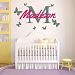 Wall Decals Personalized Name Butterflies Vinyl Sticker Decal Custom Name Girls Boys Initial Monogram Children Baby Decor Nursery Kids Room Bedroom Art NS196 by Creative Decals