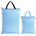 Teamoy (2 Pack) Travel Hanging Wet Dry Bag for Cloth Diapers Organizer Tote Bag, Blue Chevron