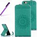 iPhone 6 Plus Case, iPhone 6S Plus Wallet Case, LEECO Vertical Flip Soft PU Leather Wallet Magnetic Closure with Credit / Business Card Holder for Apple iPhone 6 / 6S Plus Totems Green