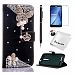 LG G2 Case, LG G2 3D Bling Case, LG G2 Wallet Case, Everun Luxury Rhinestone Bling Premium Leather Case with Stand Flip Cover for LG G2 [with Free Gift]