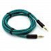 Green Braided Car Audio Stereo Auxiliary Aux Cable for iPhone 6 6S, 6 and 6S Plus, 5S 5C 5 5G 4S 4 4G (All carriers including AT&T, T-Mobile, Sprint, Verizon, Straight Talk, Unlocked)