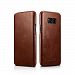 Galaxy S8 Case, Bpowe Icarer Full Body Protection Genuine Vintage Leather Hidden Magnetic Flip Folio Cover Case for Samsung Galaxy S8 5.8inch (Brown)