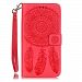 S6 Edge Plus Leather Case, Luxury [Flower Dream Catcher] Pure Color [Strap Series] Flip PU Leather Wallet Case for Samsung Galaxy S6 edge+ (Red)