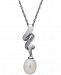 Cultured Freshwater Pearl (7 x 9mm) & Diamond Accent Pendant Necklace in Sterling Silver