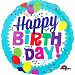 Anagram 18 Inch Happy Birthday Circle Foil Balloon (One Size) (Multicolored)