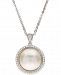 Cultured Mabe Pearl (14mm) & White Topaz (1/4 ct. t. w. ) Pendant Necklace in Sterling Silver