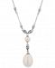 Cultured Freshwater Pearl (6 & 14mm) & Diamond Accent Lariat Necklace in Sterling Silver