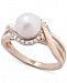 Cultured Freshwater Pearl (7mm) & Diamond (1/10 ct. t. w. ) Ring in 14k Gold