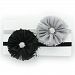 My Lello Baby Flower Headband Shabby Frayed Fabric Ballerina Rhinestones Pair (Gray/Black)