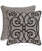 J Queen New York Raffaella Graphite 18" Embroidered Square Decorative Pillow Bedding