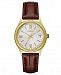 Caravelle Designed by Bulova Women's Brown Leather Strap Watch 32mm