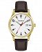 Caravelle Designed by Bulova Men's Brown Leather Strap Watch 40mm