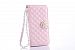 [Flower dust plug +3D Bling cameria Closure chain strap PU Leather Case / Wallet Cover] for Apple iPhone 7 4.7 Inch with ID Card Holders Money Pocket & Strap & Magnet Closure (PINK)