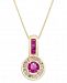 Ruby (3/4 ct. t. w. ) & Diamond (1/5 ct. t. w. ) Halo Pendant Necklace in 14k Gold
