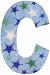 The Kids Room by Stupell Blue Distressed Stars Hanging Wall Initial, C by The Kids Room by Stupell