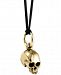 King Baby Men's Hamlet Skull Leather Cord Necklace in Brass Alloy
