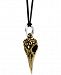 King Baby Men's Leather Cord Raven's Head Pendant Necklace in Sterling Silver & Brass