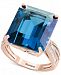Ocean Bleu by Effy London Blue Topaz (14-9/10 ct. t. w. ) & Diamond (1/4 ct. tw. ) Ring in 14k Rose Gold