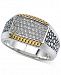 Esquire Men's Jewelry Two-Tone Textured Diamond Ring (1/2 ct. t. w. ) in Sterling Silver & 14k Gold, Created for Macy's