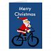 Funny Santa Claus Riding Bicycle Christmas Art Card