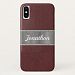 Look of Burgundy Leather and Nickel Iphone X Case