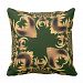 Golden Abstract Floral Motif on Hunter Green Throw Pillow