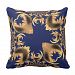 Golden Yellow Floral Motif Abstract on Royal Blue Throw Pillow