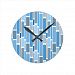 Retro Blocks Blue Grey Round Clock
