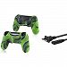 Insten Camouflage Navy Green Silicone Skin Case with FREE US 2 Prong Power Charger Cable Compatible with Sony PlayStation 4 (PS4) Controller