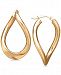 Polished Curved Oval Hoop Earrings in 14k Gold