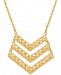 Textured Chevron Pendant Necklace in 14k Gold