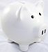 White Piggy Bank Ceramic - porcelain - No hole at bottom - without stopper plug - no opening - Breakable - kids - adults - boys - girls - Tirelire