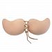 Reusable Sexy Mango Shape Self Adhesive Strapless Silicone Bras Deep V-shaped Backless Breast Pad Invisible Push-up Bra Stay Cord Nubra with Front Closure for Lady and Women Girls (Cap B, Nude)