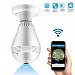 Home Security System Camera, Konesky Wifi Camera, 360 Degree Wide View Panoramic Fisheye Camera 1080P FHD Camera with LED Bulb