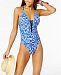 Nanette by Nanette Lepore Talavera Mosaic Printed Strappy Plunging One-Piece High-Leg Swimsuit Women's Swimsuit
